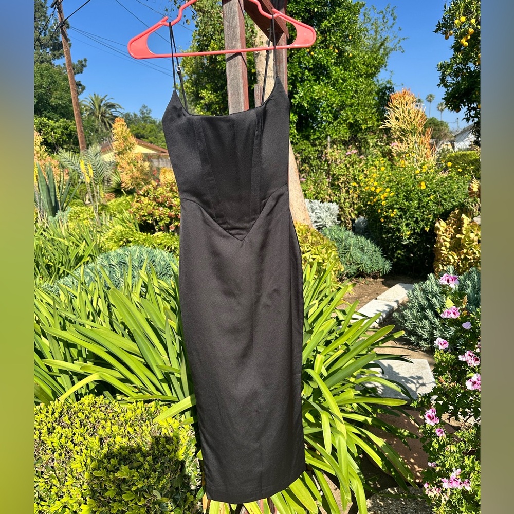 House of CB Anais Satin Corset Dress BLACK Size XS midi - Picture 5 of 8